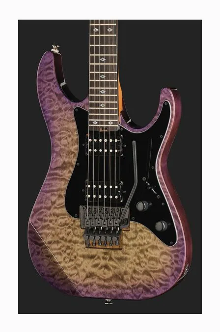 Kramer Guitars Quilt HHFR Ultraviolet Burst, perfil lateral del cuerpo