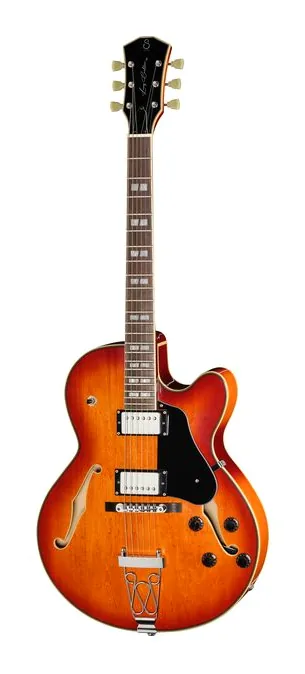 Larry Carlton H7F Tobacco Burst LH encuadrado de frente sobre fondo neutro