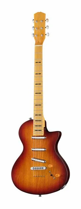 Larry Carlton I5L Tobacco Sunburst Satin encuadrado de frente sobre fondo neutro