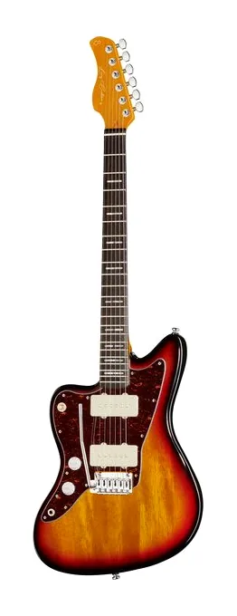Larry Carlton J3 3-Tone Sunburst LH en primer plano frontal