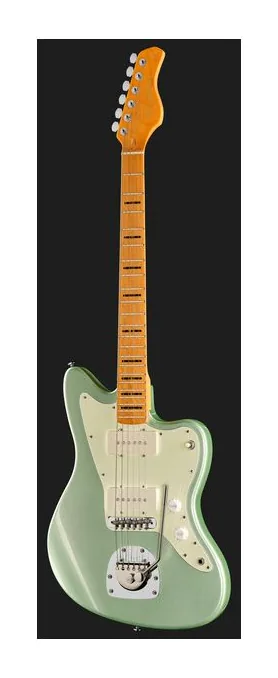 Larry Carlton J5 Sherwood Green Metallic, pala con clavijeros y logotipo