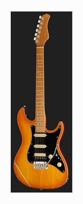 Larry Carlton S7 Ash Top Amber Burst, puente y clavijeros de afinación