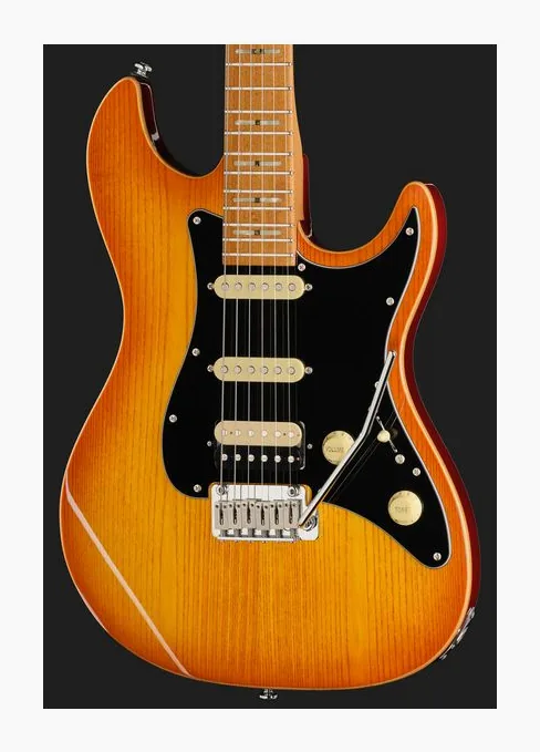 Larry Carlton S7 Ash Top Amber Burst, puente y clavijeros de afinación