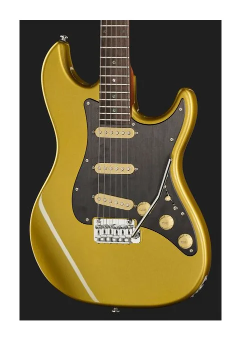 Larry Carlton S7 Metallic Gold New Gen, mástil y diapasón vistos de lado