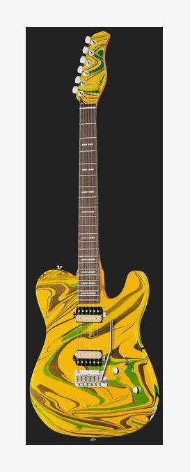 Larry Carlton T7 SW Yellow Swirl, cuerpo y acabado en primer plano