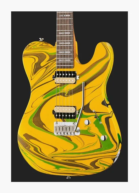 Larry Carlton T7 SW Yellow Swirl, mástil y diapasón vistos de lado