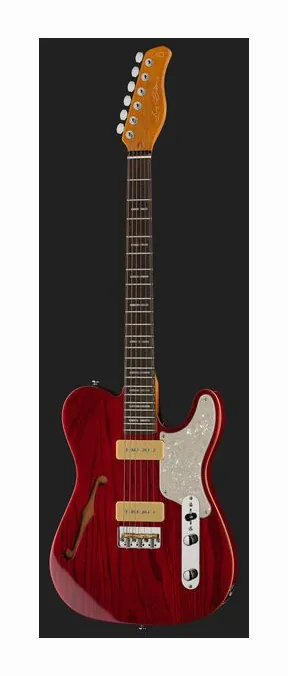 Larry Carlton T7TM See Through Red, curvas del cuerpo vistas desde arriba