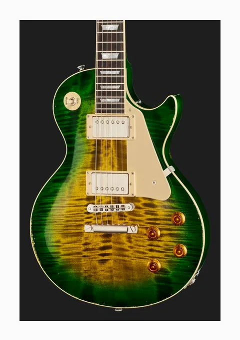 Maybach Lester Green Burst Custom Aged, curvas del cuerpo vistas desde arriba