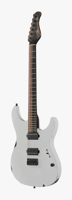 Mayones Guitars Aquila Cardinal Aged encuadrado de frente sobre fondo neutro