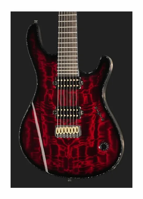 Mayones Guitars Regius 7 TDRG, cejuela y primeras posiciones del diapasón