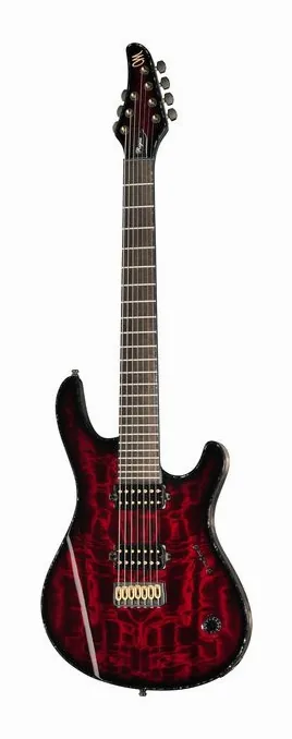 Mayones Guitars Regius 7 TDRG encuadrado de frente sobre fondo neutro