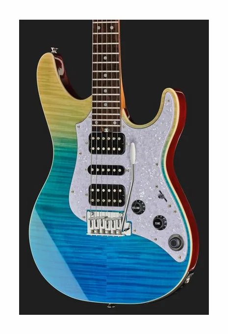 Mooer GTRS Soloist 810 Purple Burst, puente y clavijeros de afinación