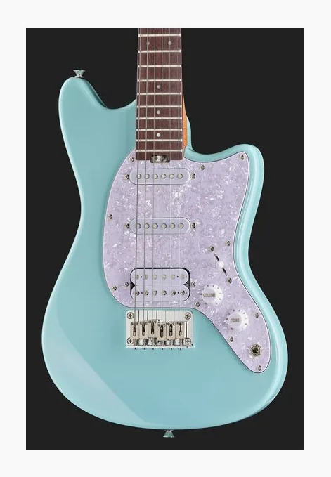 Mooer MLT10 Guitar - Candy Blue, mástil y diapasón vistos de lado