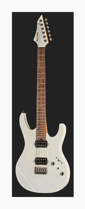 Mooer MMT100 Guitar Pearl White, mástil y diapasón vistos de lado