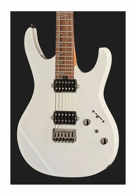 Mooer MMT100 Guitar Pearl White, mástil y diapasón vistos de lado