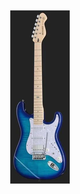 Mooer MSC30 Pro Guitar Rose Purple, pala con clavijeros y logotipo