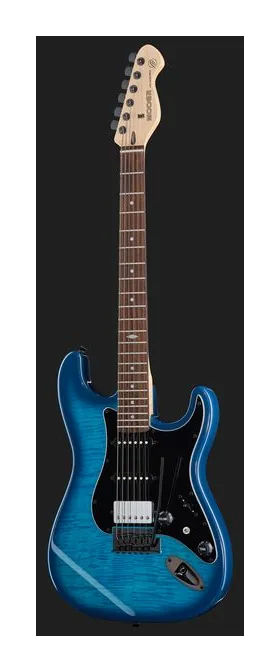 Mooer MSC31 Pro Guitar Blue Burst, mástil y diapasón vistos de lado