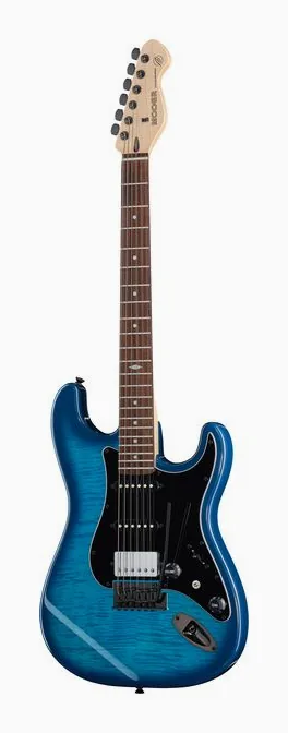 Mooer MSC31 Pro Guitar Blue Burst encuadrado de frente sobre fondo neutro