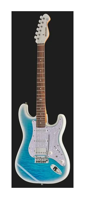 Mooer MSC40 Pro Guitar Dreamy Blue, cuerpo y acabado en primer plano