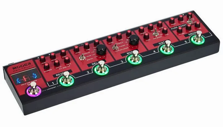 Mooer Red Truck, led e interruptor de pedal