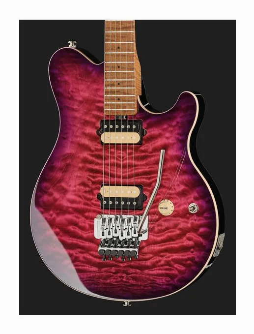 Music Man Axis Ollalieberry Quilt, mástil y diapasón vistos de lado