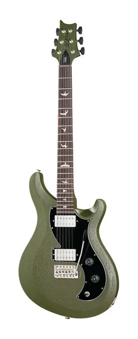 PRS S2 Vela Satin HHT Macha Green encuadrado de frente sobre fondo neutro