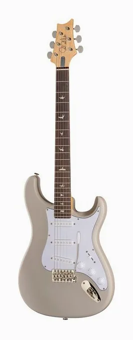 PRS Silver Sky RW Moc Sand Satin en primer plano frontal