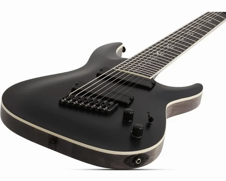 Schecter C-8 MS SLS Elite Evil Twin SBK, mástil y diapasón vistos de lado