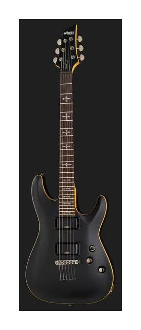 Schecter Demon-6 Crimson Red Burst, curvas del cuerpo vistas desde arriba