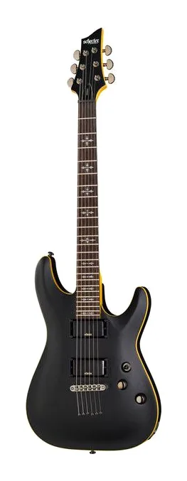 Schecter Demon-6 Crimson Red Burst visto de frente