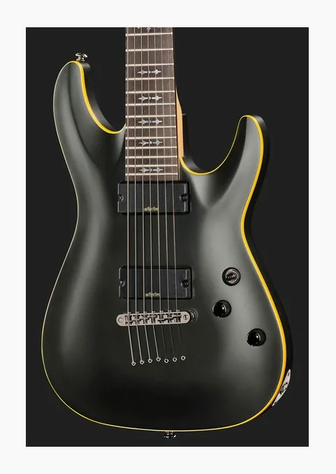 Schecter Demon-7 Crimson Red Burst, vista trasera del cuerpo