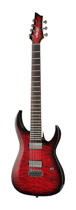 Schecter Sunset -7 Extreme SB encuadrado de frente sobre fondo neutro