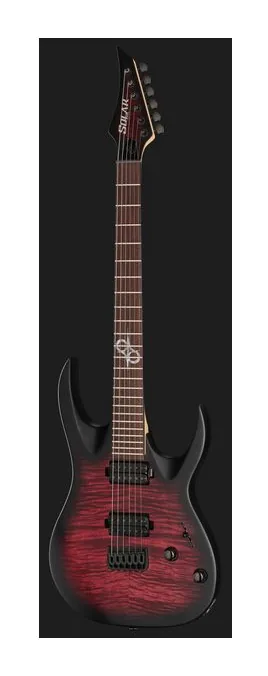 Solar Guitars AB2.6Red Burst LTD, perfil lateral del cuerpo