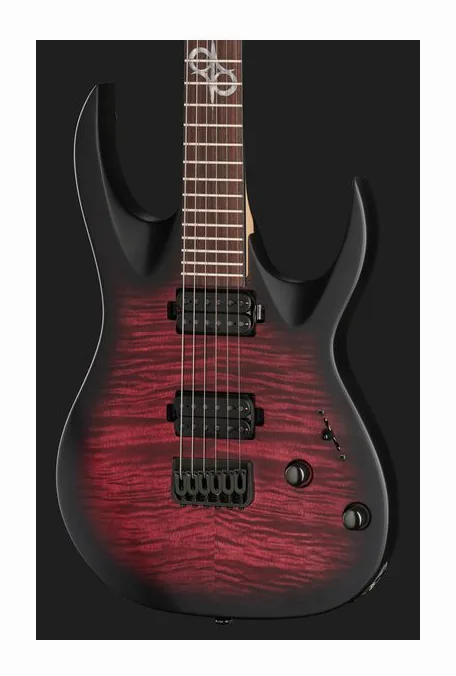 Solar Guitars AB2.6Red Burst LTD, pala con clavijeros y logotipo