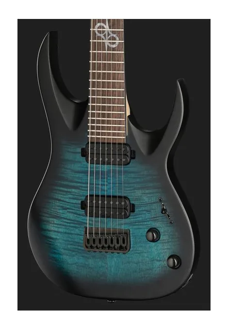 Solar Guitars AB2.7Blue Burst LTD, cejuela y primeras posiciones del diapasón