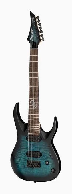 Solar Guitars AB2.7Blue Burst LTD fotografiado de frente