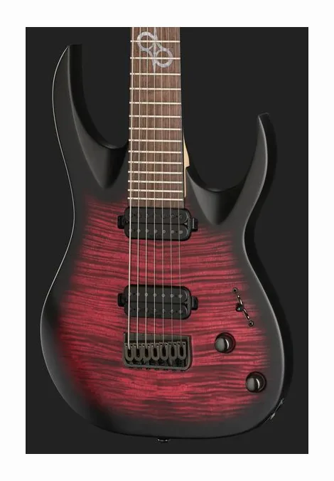 Solar Guitars AB2.7Red Burst LTD, cejuela y primeras posiciones del diapasón
