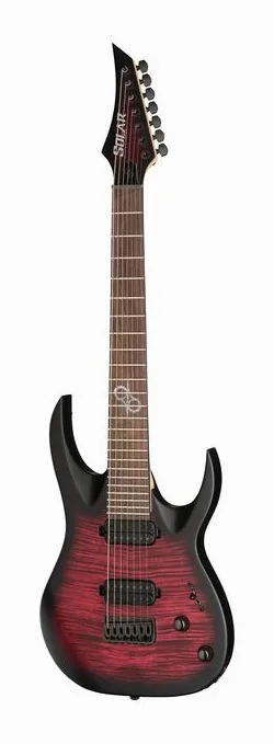 Solar Guitars AB2.7Red Burst LTD visto de frente