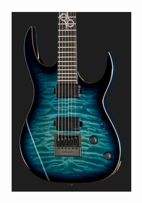 Solar Guitars S1.6AQOB Quilted Ocean Blue Br, puente y clavijeros de afinación