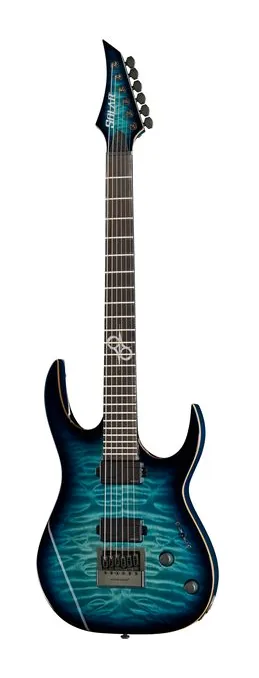 Solar Guitars S1.6AQOB Quilted Ocean Blue Br fotografiado de frente