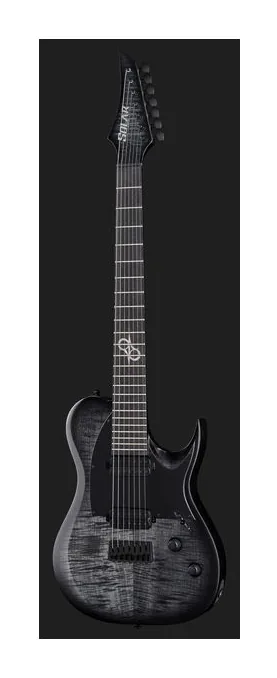 Solar Guitars T2.7FBB-Flame Black Burst, perfil lateral del cuerpo
