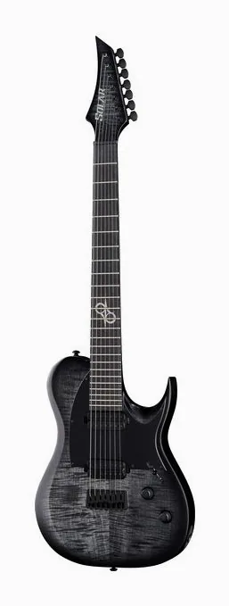 Solar Guitars T2.7FBB-Flame Black Burst en primer plano frontal