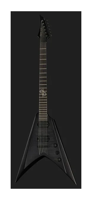 Solar Guitars V2.6FBB Baritone Flame Black, curvas del cuerpo vistas desde arriba