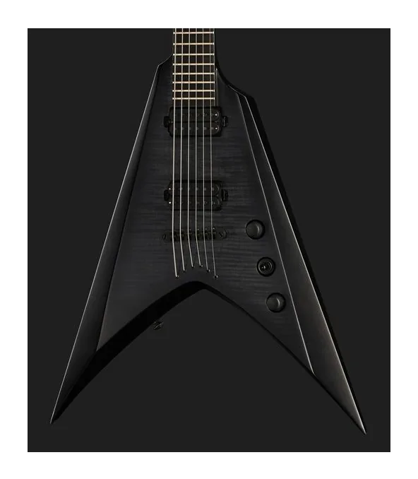 Solar Guitars V2.6FBB Baritone Flame Black, curvas del cuerpo vistas desde arriba