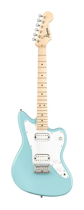 Squier Mini Jazzmaster MN DBL en primer plano frontal