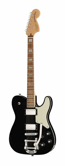 Squier Paranormal Trouble Tele BLK en primer plano frontal