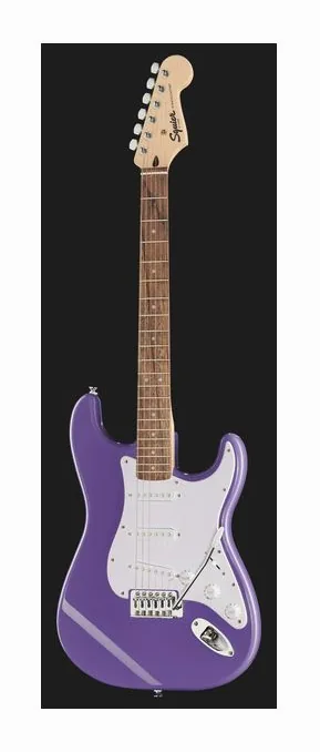Squier Sonic Strat LRL Ultraviolet, pala con clavijeros y logotipo