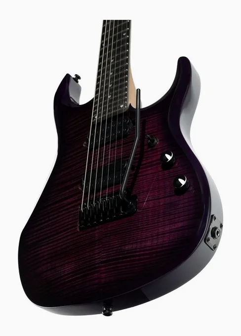 Sterling by Music Man JP157DFM Purple Nebula, curvas del cuerpo vistas desde arriba