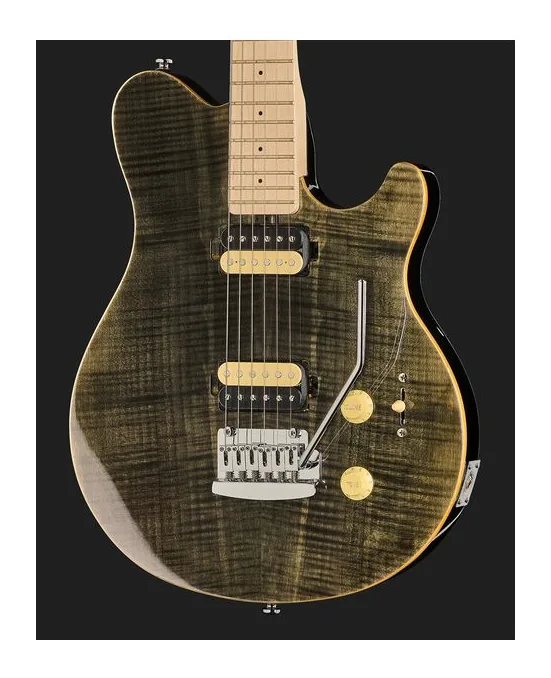 Sterling by Music Man S.U.B. Axis AX3 Trans Black, mástil y diapasón vistos de lado