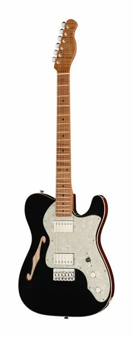 Xotic Guitars XTC-TL Black Top Natural Back en primer plano frontal